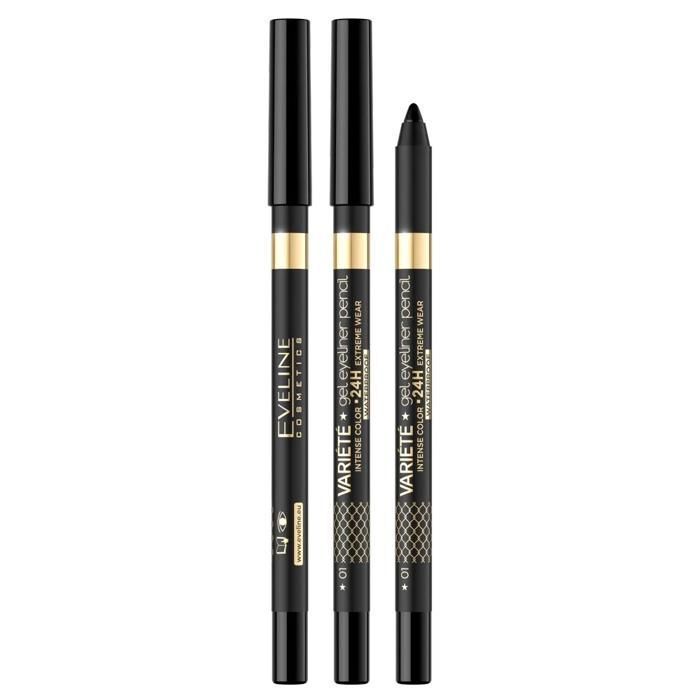 Eye liner - EVELINE - Eveline Variété Gel Eyeliner Pencil 01 Black - Noir - Application facile - Regard intense