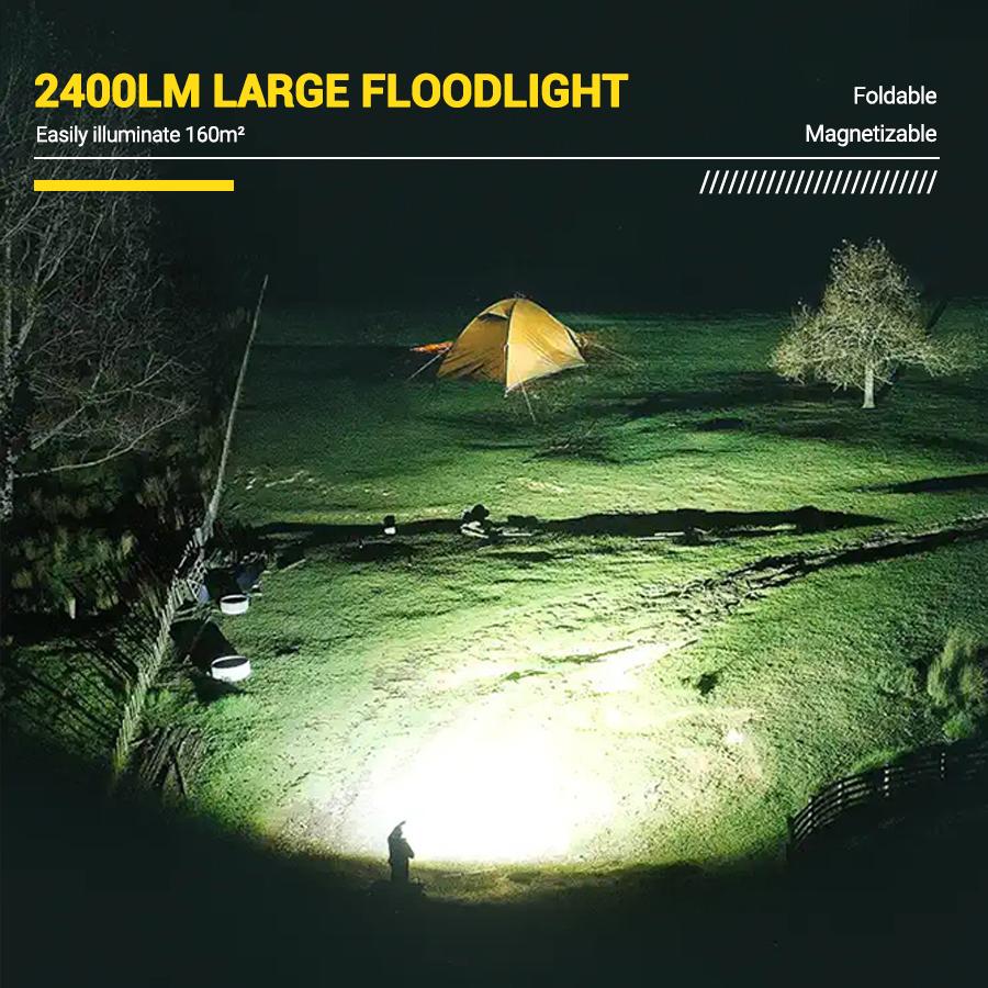 5000mAh Portable Solar Camping Light,Rechargeable Flashlight with Magnetic,Hook,Waterproof,Camping,Outdoor,Fishing,Car Repair,Tent