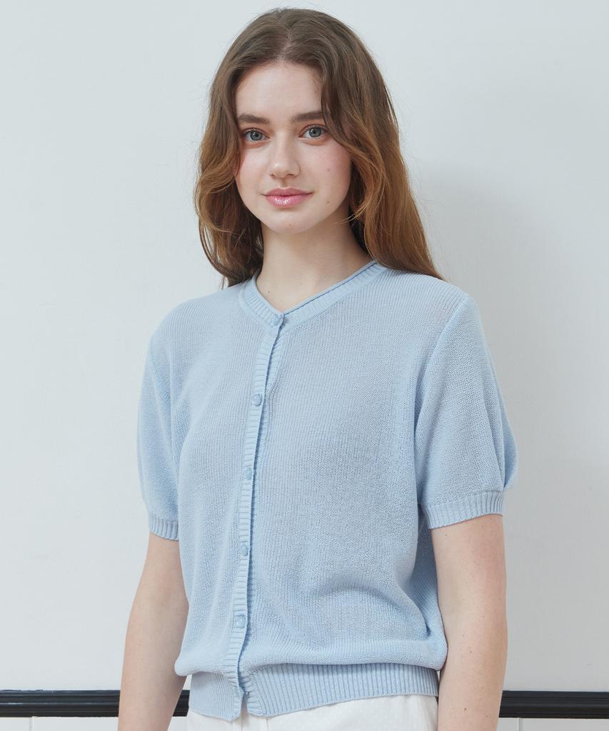 Itov Seoul Puff Short Sleeve Cardigan Sky Blue