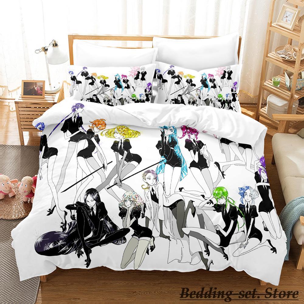 2023 Houseki No Kuni Bedding Set Cartoon Anime three-piece Set Adult Kid Bedroom Duvetcover Sets 3D Kawaii Girls Duvet Cover