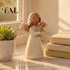 Pet Memorial Gifts for Dog Lovers Angel Holding Puppy Figurine, Cute Resin Statue Home Durable Craft Desk Decor, Handcrafted Wood Carving Texture