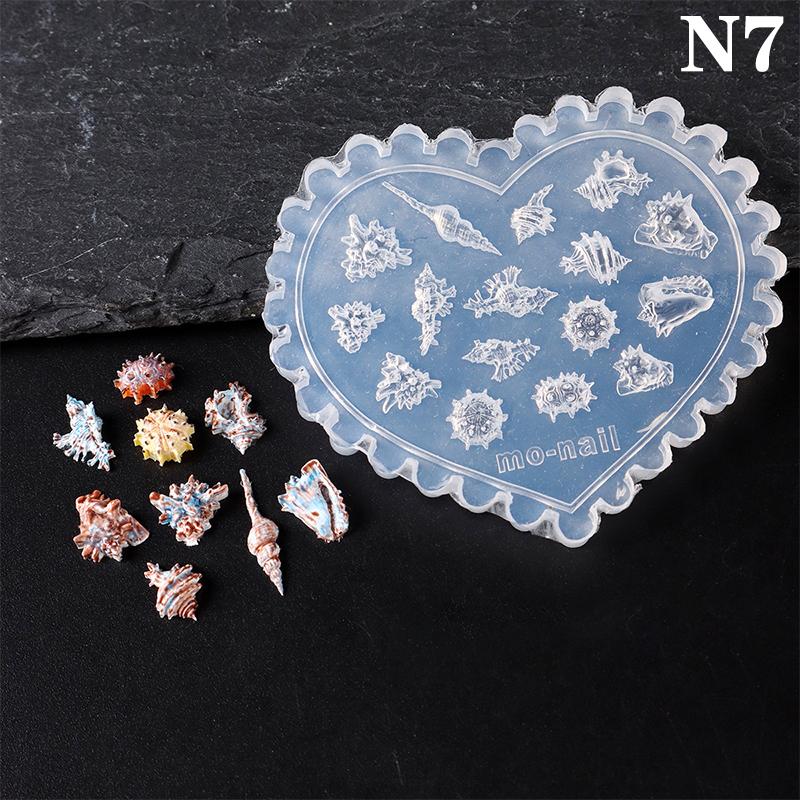 1 Pcs Soft Silicone Nail Rose Flower Heart Mold 3D Butterfly Goldfish Shell Carved Cartoon Template Nails Accessories For Salon