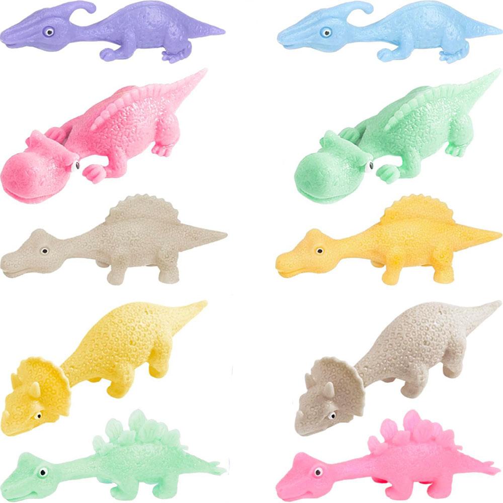 10PCS Sticky Squishy Rubber Flying Dinosaur Stress Relief Toys Funny Finger Animal Ejection Stretchy Toys Dinosaur Party Favors