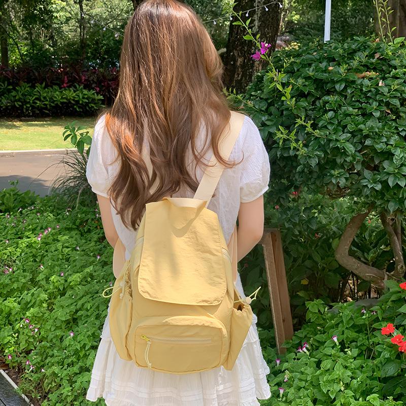 New Casual Backpack Korean Travel Solid Color Small Book Bag Japanese Small Fresh Backpack Versatile Flip Bag