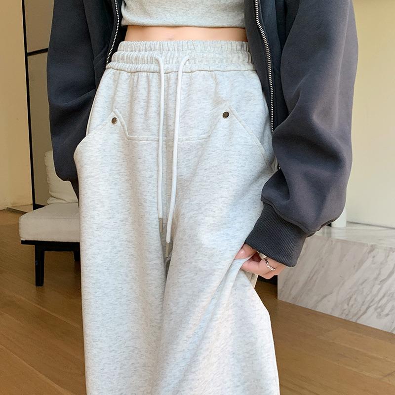 Willow Nail Sweatpants Women's Retro Autumn New High-waisted Straight Down Casual Wide-leg Guard Pants