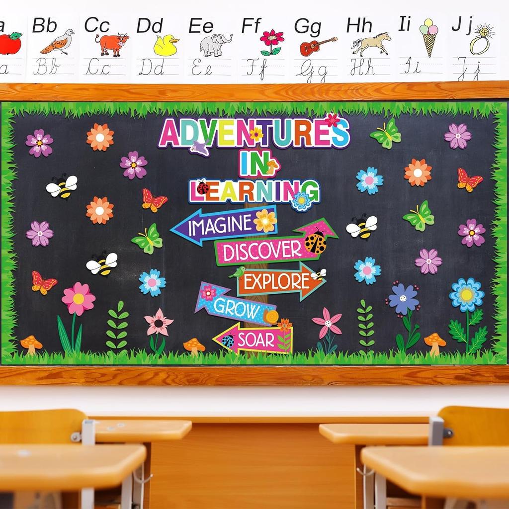 56 Piece Adventures In Reading Bulletin Board Classroom Decoration Flower Signpost Paper Cutouts Supplies Colorful Floral Bulletin Board Decorations