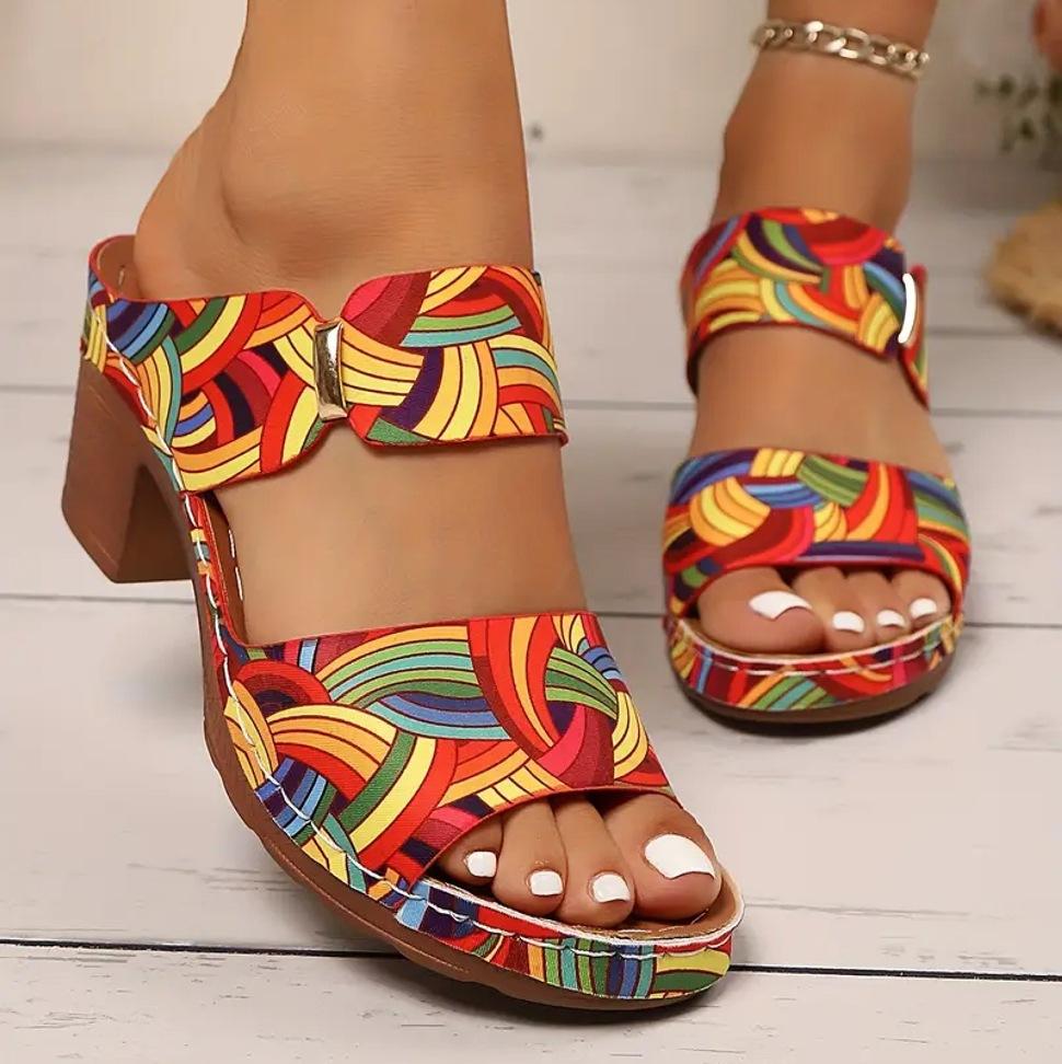 New Large-size High-heeled Women's Shoes, Lightweight Chunky Flip-flops