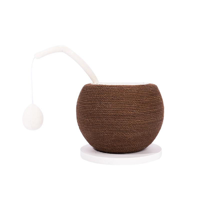 Coconut Shape Wooden Cat Catching Ball Toy Cat Grinding Claw Sisal Rope Ball Interactive Solid Cactus Cat Catching Ball Pet Toy коричневый