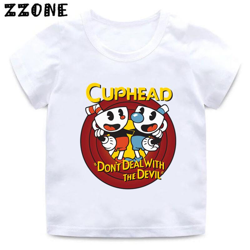 Hot Selling 'Cuphead' Cartoon Print Funny Children's T-Shirt Summer Short Sleeve Casual Top ...