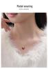 Tichya Red Agate Horseshoe Buckle Necklace, Women's S925 Sterling Silver, Chinese Style Niche Coin Collarbone Chain