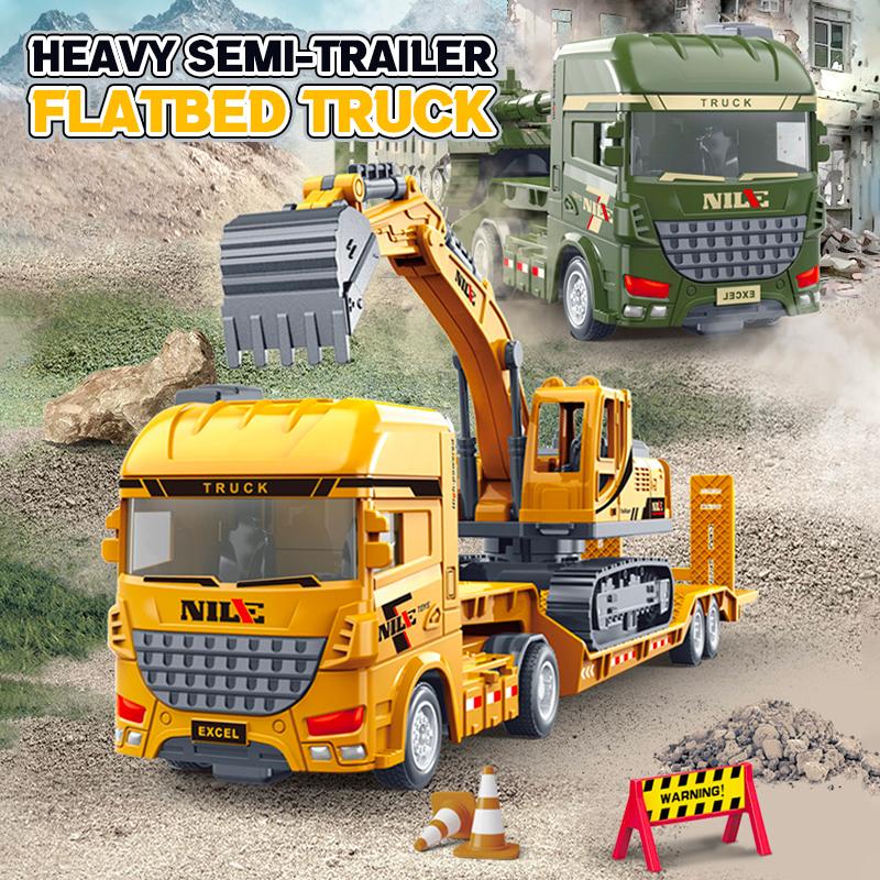 2026 Semi-carrier Container Truck Diecast Engineering Inertial Driving Toys for Boys Tractor Excavator Bulldozer Kids Vehicle Model