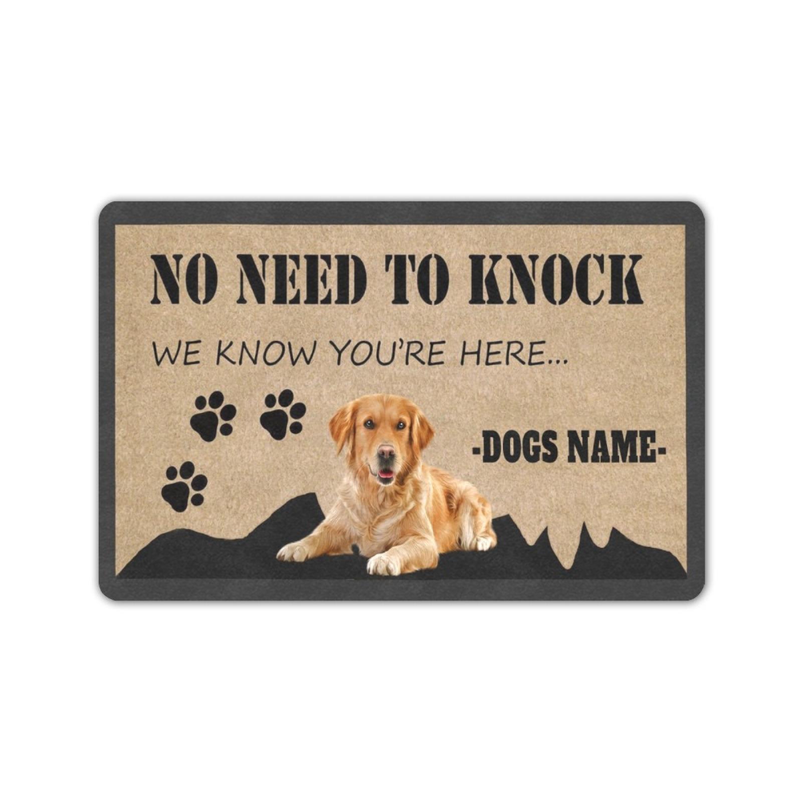 Hond Po Tekst Deurmat Antislip Rubberen Onderkant Buiten Entree Vloermat Geen Klopje Nodig We Weten Dat Je Er Bent Vloerkleed Mat 18x30 Inch beige