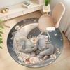 1Pc Elephant Circular Print Rug - Home Decoration Carpet For Living Room Bedroom Flooring Computer Chair Area Rug