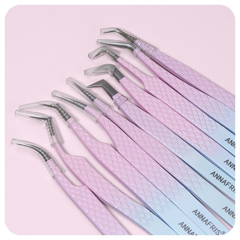 ANNAFRIS Fiber Tip Lash Tweezers Stainless Steel Eyelash Extension Tweezers Precise Fiber Anti-slip Tweezer Makeup Tools