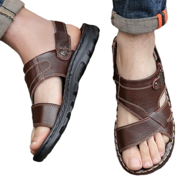 Men's Summer Solid Color Simple Simple Soft Bottom Casual Beach Shoes Breathable Non-slip Two-user Slippers