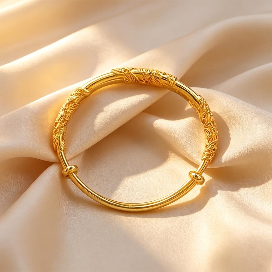 Vintage embossed floral leaf sliding adjustable bracelet for women, a light luxury high-end accessory with versatile style, suitable for daily