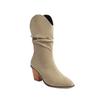 Large Size - Medium Short Boots High Heel Pleated Women's Boots Martin Boots Western European and American