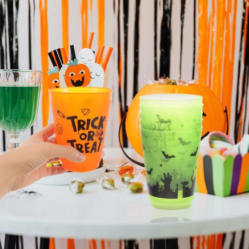 Lurrose Halloween Theme Plastic Cups, 20-Pack, Reusable Party Drinking Cups, Available In Various Colors, Durable and Stable Construction
