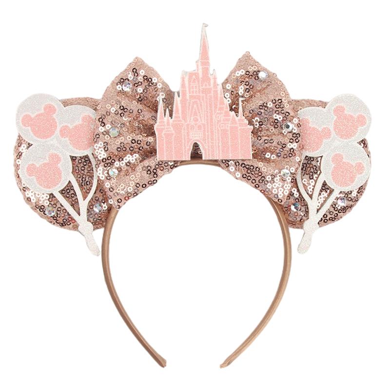 Trip Mickey Ears Headband For Girls Women Sequin Castle 5"Bow Hairband Festival Party Cosplay DIY Hair Accessories