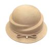 French fragrant Hepburn style wool hat bow curled top hat women's autumn and winter square face basin hat winter British top hat