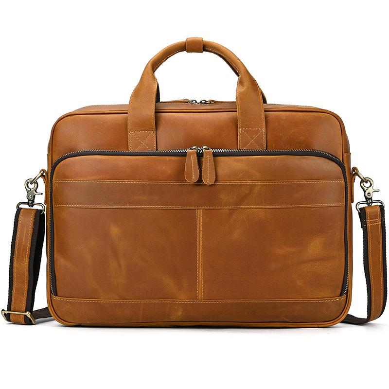 Real Cowskin Men's Shoulder Bags Genuine Leather Bussiness Laptop Bag 15.6 16 17.3 Inch Computer Bag Men Briefcase Bags Vintage