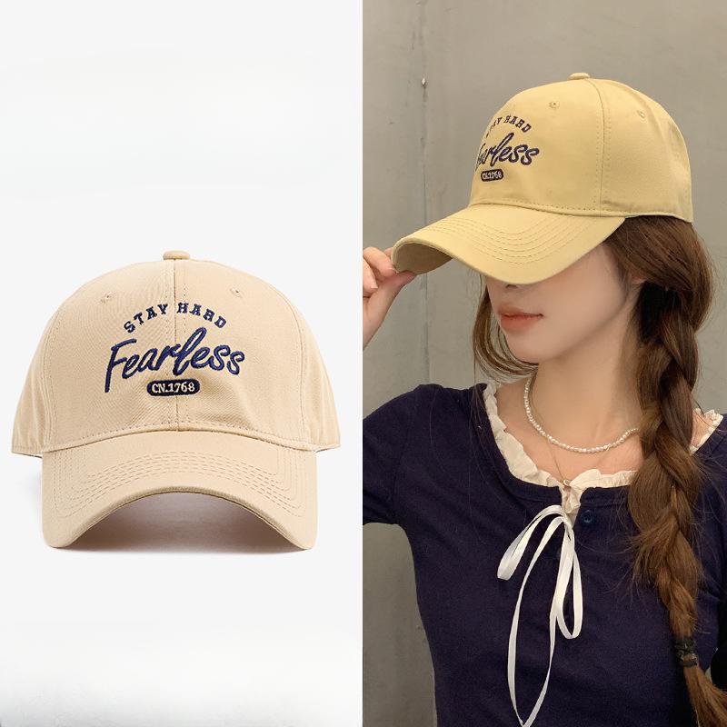 Baseball Cap Men and Women's New Hat Hard Top and Deep Wide Hat Brim Big Head Circumference Showing Small Solid Color Baseball Cap