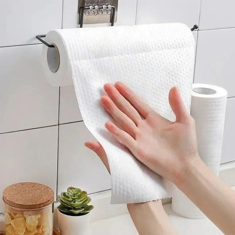 Washable Kitchen Paper Towels, 25×25CM Dual-Use Dry & Wet Cleaning Cloth, Disposable Dishwashing Wipes for Household Cleaning