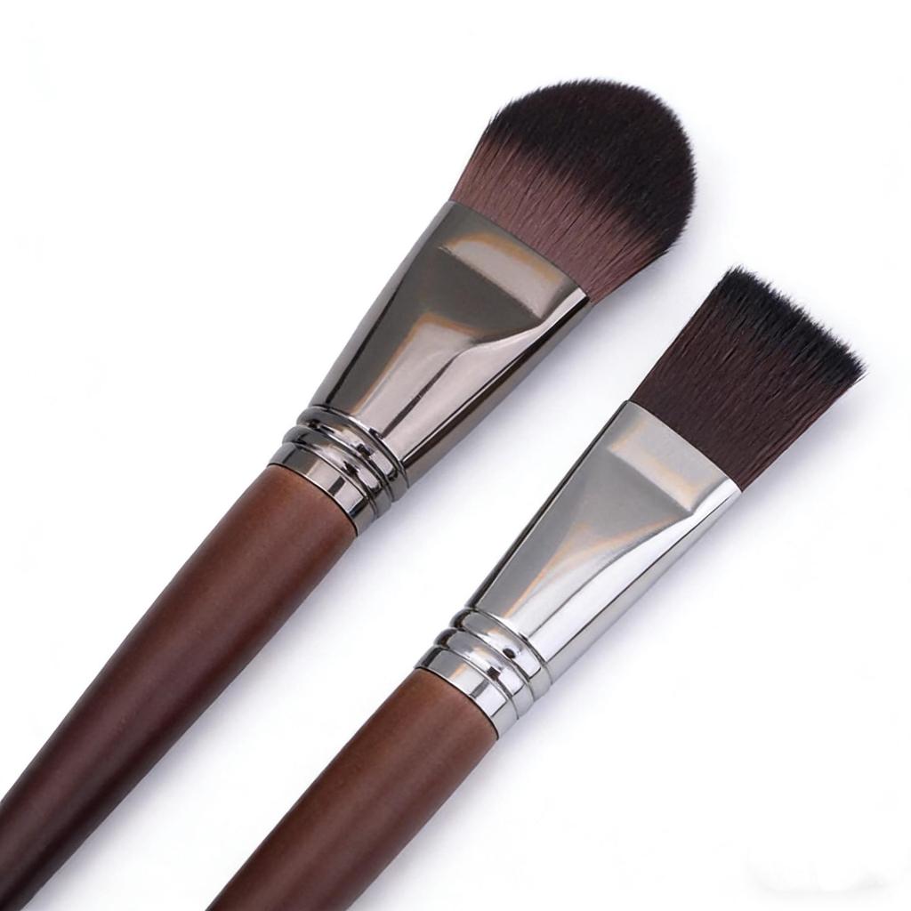 Flat Head Makeup Brush - Foundation & Mask Applicator with Soft Artificial Fiber Bristles