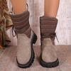 Large Size Medium Tube Snow Boots Women's Winter New Warm Women's Cotton Boots Strap Fluffy Boots