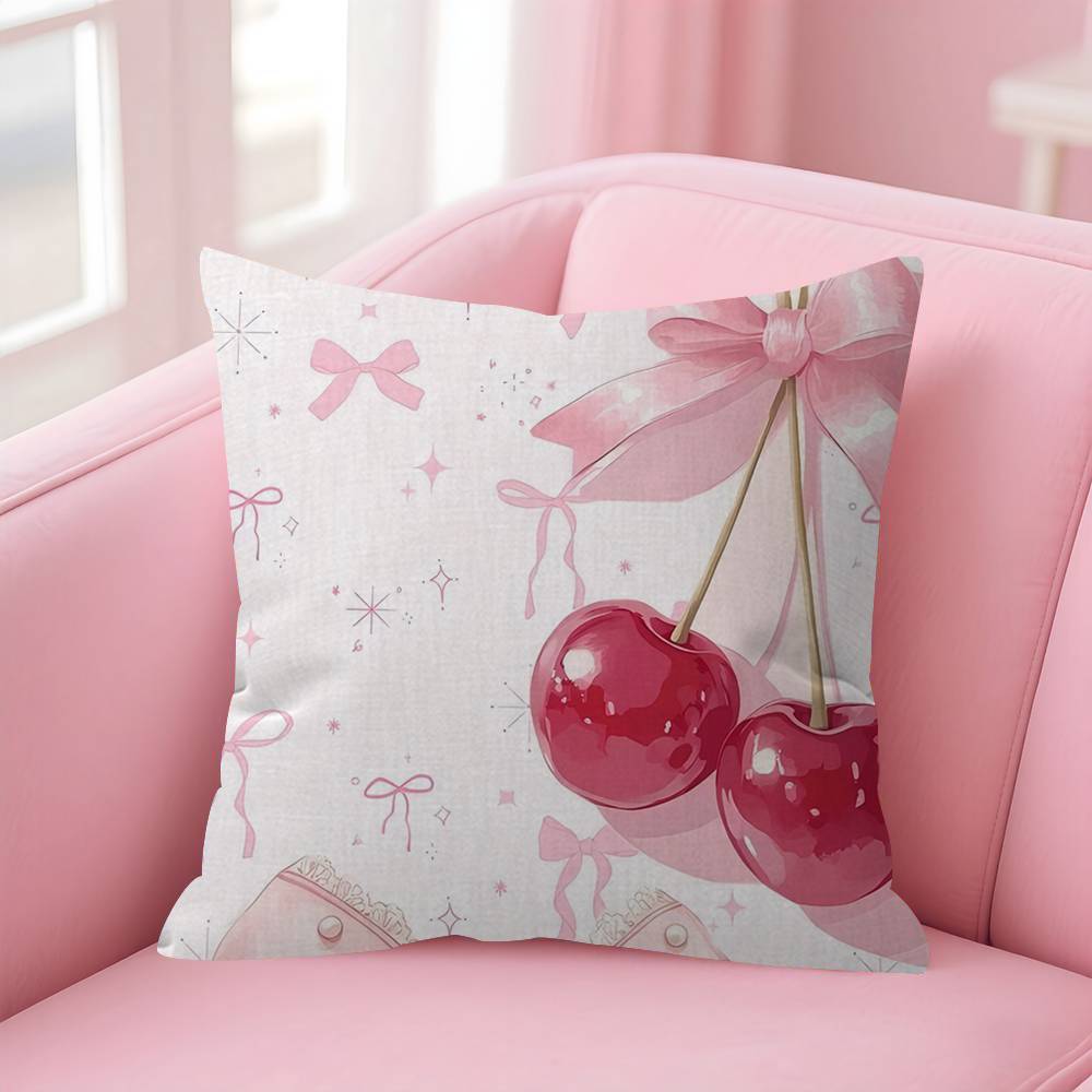 Red Cherry Fruit Creative Personalized Pillow Cover Kids Bedroom Wild Party Decor Pillowcase Kid Birthday Shower Gift