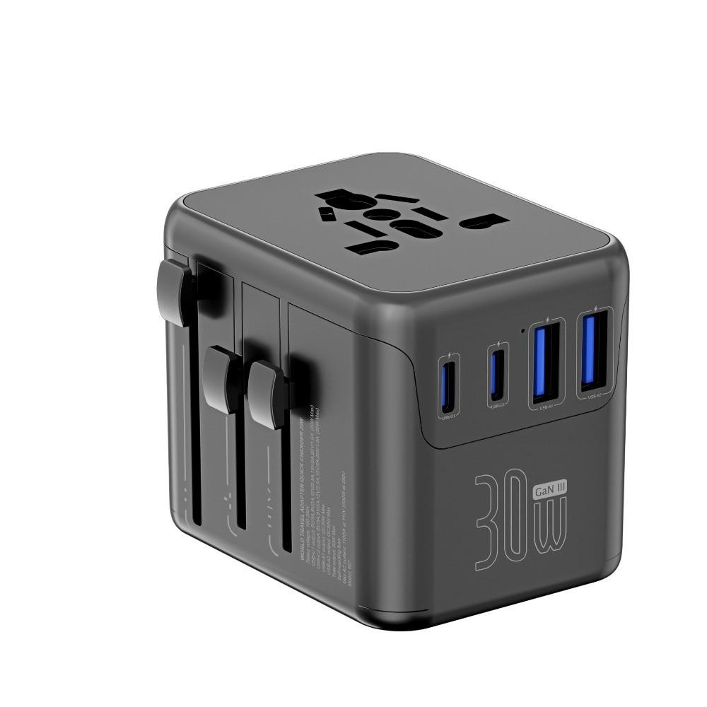 Compact Universal Travel Adapter GaN Multi-Port Charging Station  Worldwide Travel