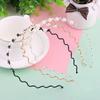 Jewelry Hair Band Bling Headband Black Silver Metal Pearl Crystal Wave Hairband for Women Headwear