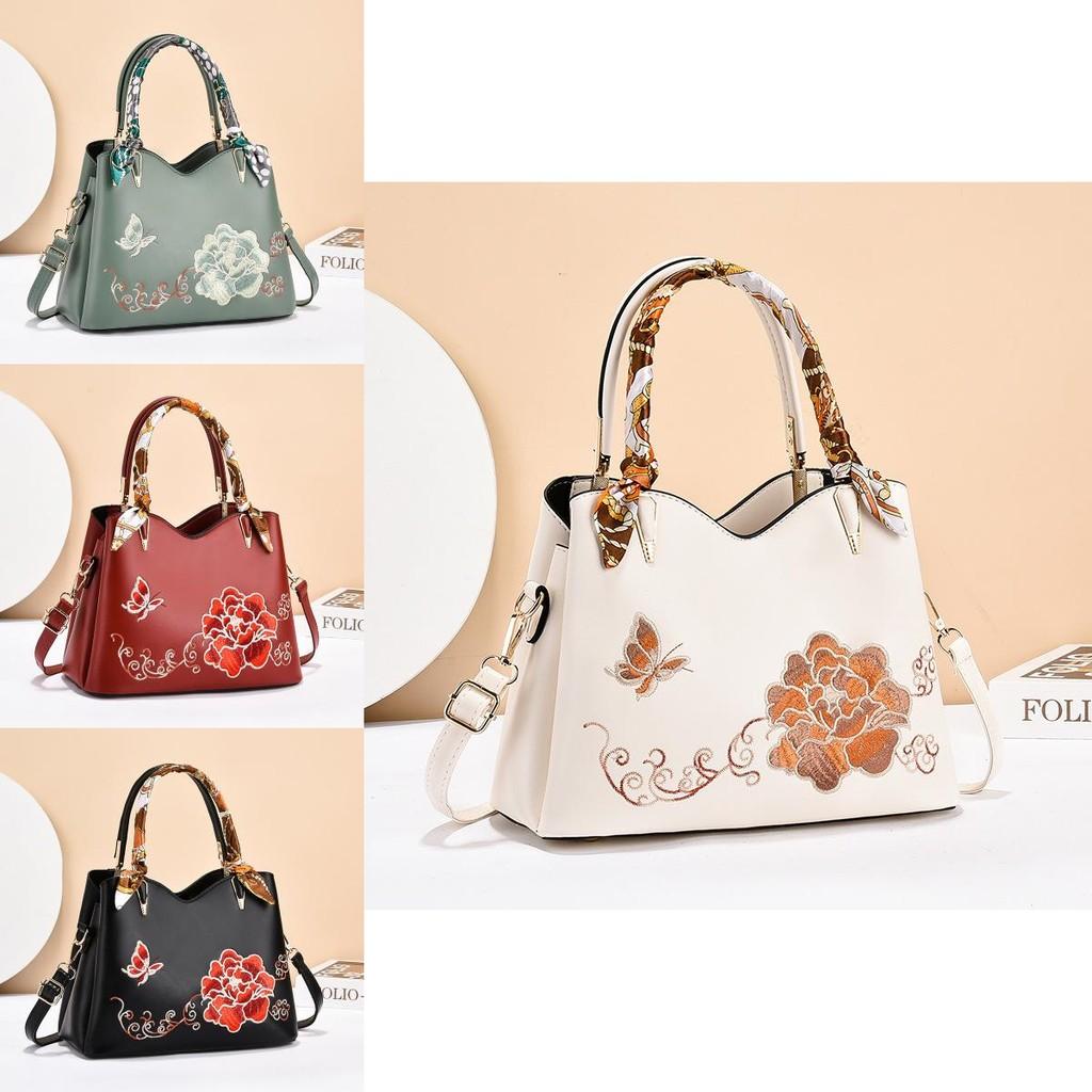 Elegant Black Pu Embroidered Handbag For Women Perfect For Business And Daily Use