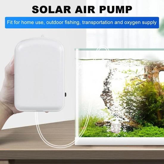 Solar Panel Oxygen Pump 5W Monocrystalline Solar Energy Low Power Consumption 1.6L/Min Air Output Dual Mode Battery Backup Portable Solar Oxygen Pump