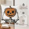 4Pcs Halloween Linen Cushion Cover Trick or Treat Theme Pillowcase Pumpkin-Skeleton Pillow Cover Halloween Party Decoration 2025