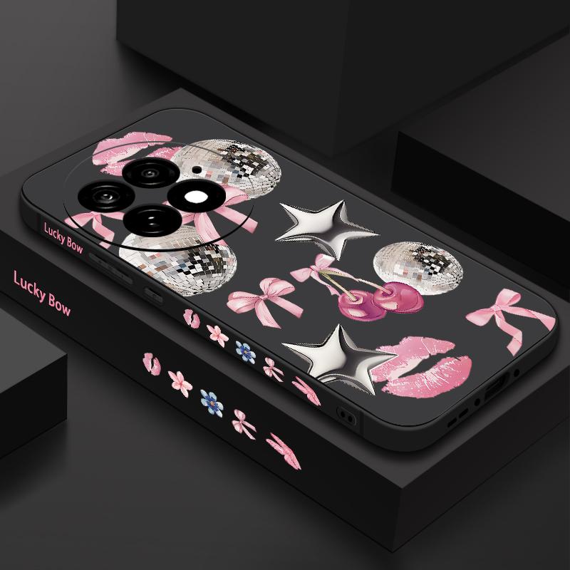 Case For OnePlus 15 13 13T 12 Cherry Bowknots Lips Disco Ball Pattern Shockproof Bumper Soft Silicone Cover For Oneplus Nord 5 13R 12R 11R 5G