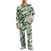 Men's Long Sleeve Pajama Set with Button Crotch and Elastic Drawstring Waist Pants for Home Loungewear