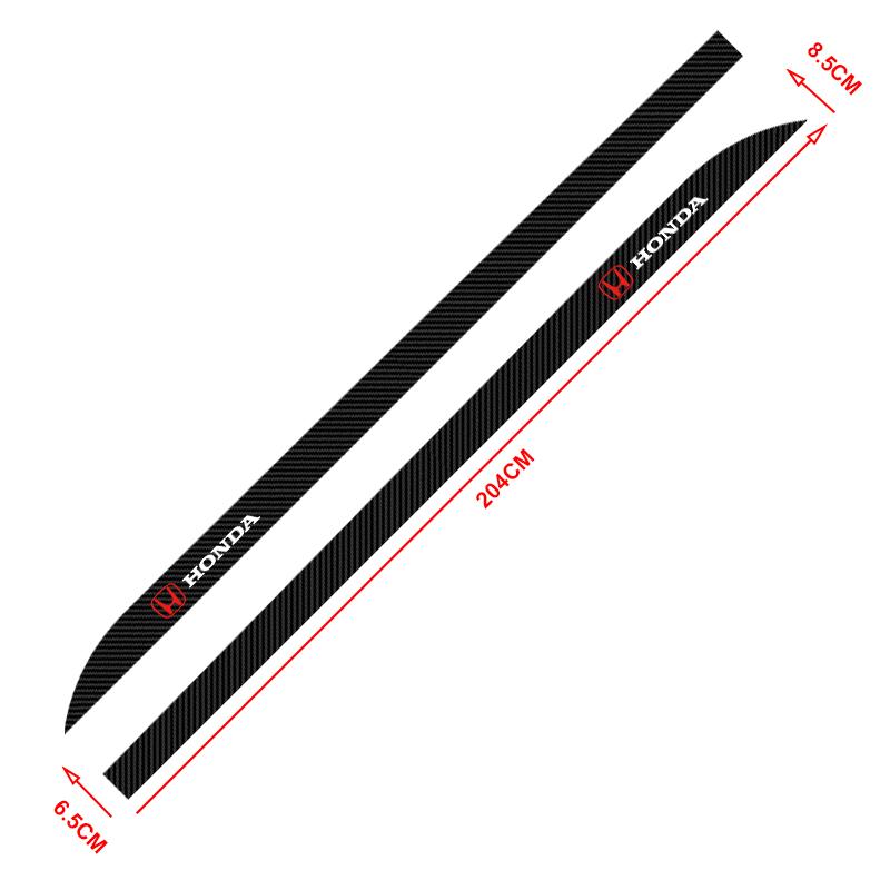 2Pcs Carbon Car Door Side Skirt Sill Stripe Sticker Anti-scratch Refit sticker For Honda Fit Mugen Insight Type S R VTEC DOHC Modulo Vezel Legend RR