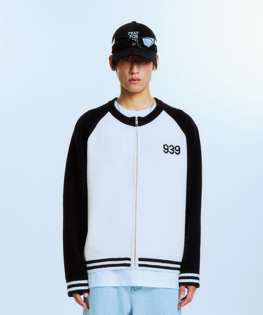 Akaibeuboldeu 939 Raglan Knit Zip-Up (Black)