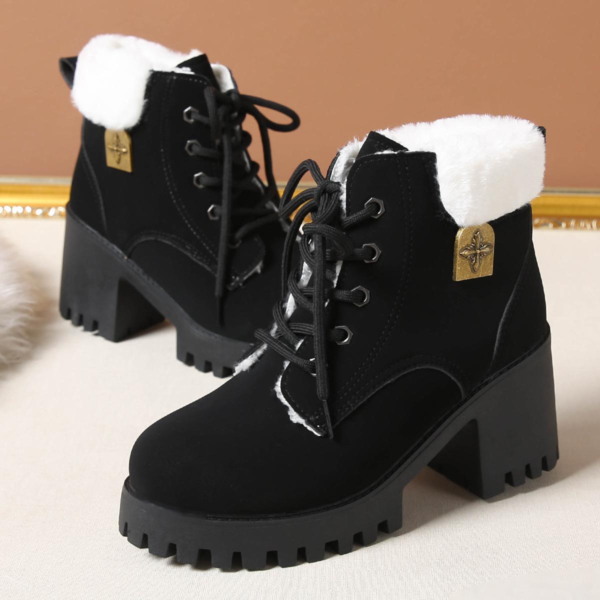 

Fleece fashion front lace-up Martin boots women s boots 2025 new foreign trade large size 2025 42 чорний