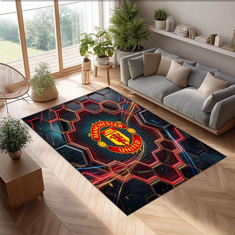 Tappeto in Flanella Stampato Manchester United Antiscivolo Morbido Poliestere Tappeto per Pavimento Tappetino Decorativo per Interni per Camera da Letto Soggiorno Divano
