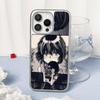 Urabe Mikoto Cute Japan Girl Pattern Phone Case for iPhone 16 15 14 13 12 11 Pro Max Sheepskin Silver-edged Protective Case