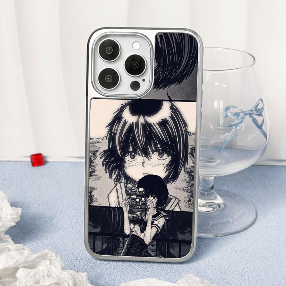 Urabe Mikoto Cute Japan Girl Pattern Phone Case for iPhone 16 15 14 13 12 11 Pro Max Sheepskin Silver-edged Protective Case