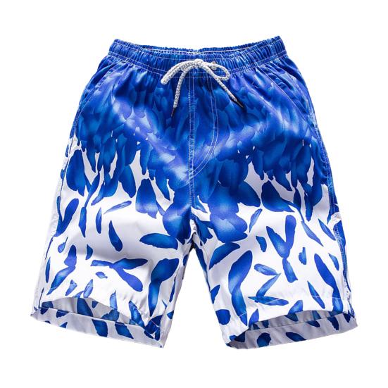 

Summer Trunks Colorful Feather Print Elastic Waist Loose Beach Shorts for Swimming 4XL темно-синього кольору