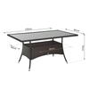 Garden Table Glass Table Dining Table Garden Furniture Table, Poly Rattan+Safety Glass, Brown+Black, 150x85x74cm