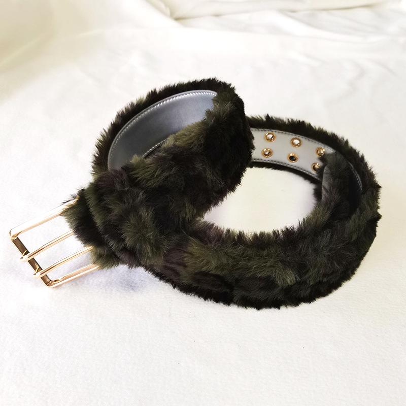 Wide Version Light Luxury Leopard Print Fur Belt with Street Style Luxury Feel Length 105cm