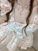 Small sweet little flying sleeves floral sleeveless dress women's summer bow waist fugitive princess tutu dress