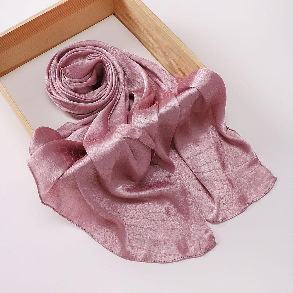 70*170CM Malaysia New Simulation Silk Silk Satin Jacquard Crocodile Pattern Long Scarf Women Shawl Wrap Head Cover