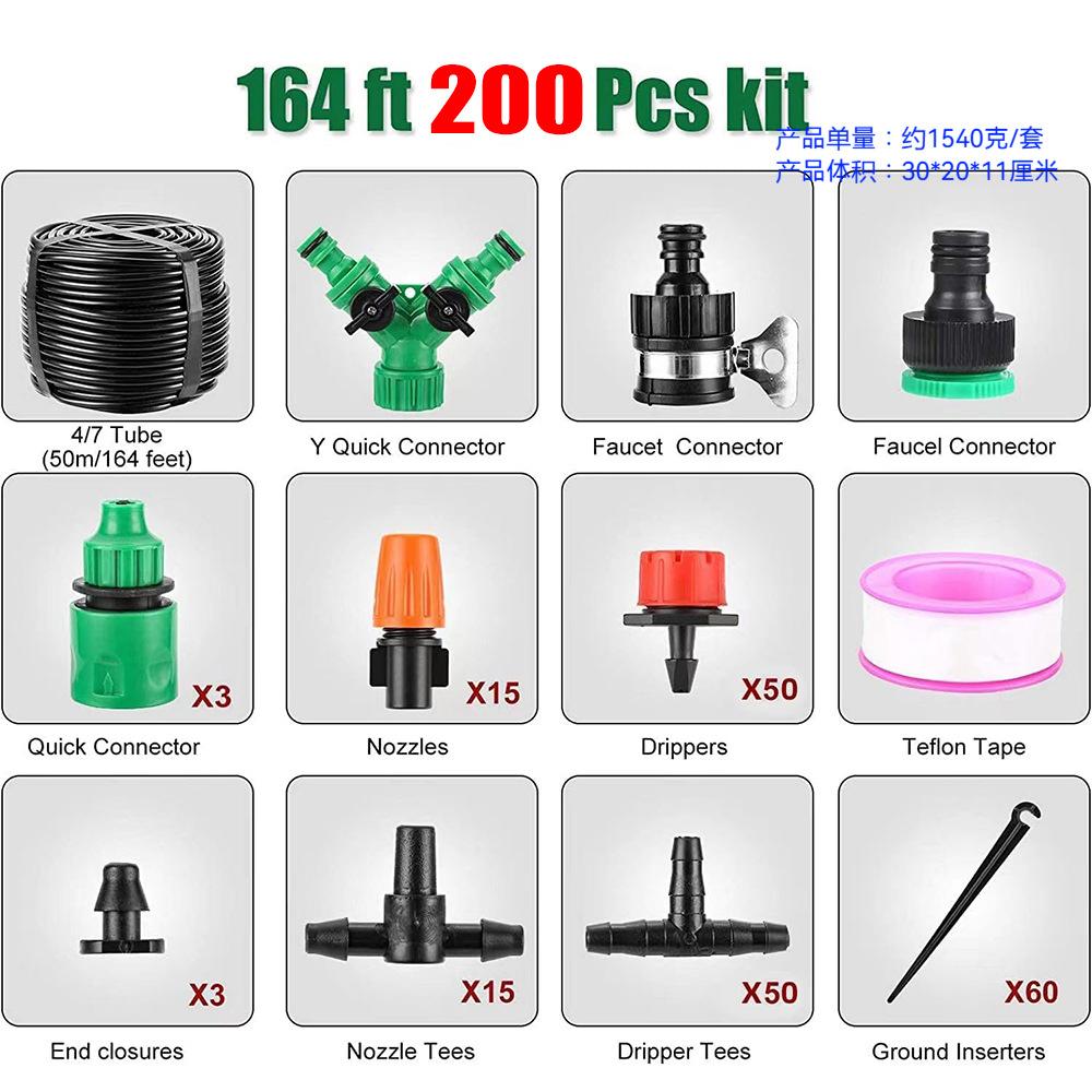 Kit de Irrigação por Gotejamento 50M Sistema de Rega Automática Aspersor para Plantas de Jardim Flores Conjunto de Microirrigação