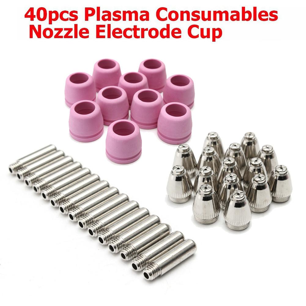 40PCS Plasma Torch Parts Kit Compatible with For LTP5000D LTP6000 Nozzle Electrode Cup Set Copper Substrate Only